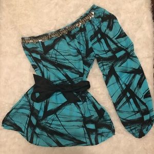 Bebe Cold Shoulder Silk Blouse Size S